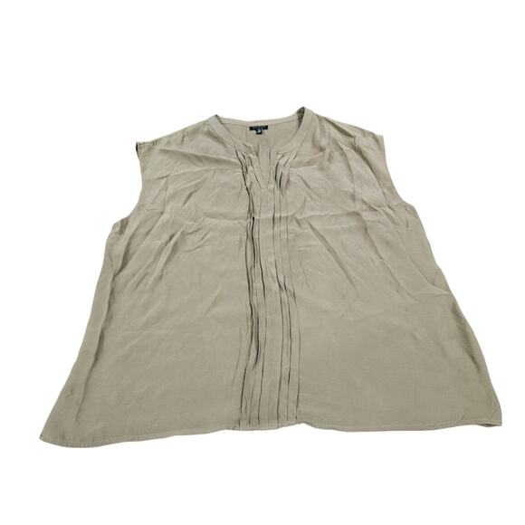 Talbots 100% Silk Pleated Brown Tank Top Size XL Neutral - Picture 1 of 6